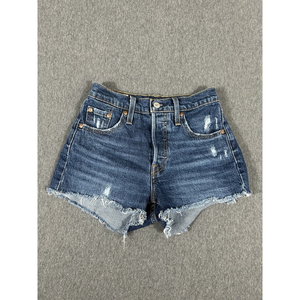 Levi's Premium 501 Original High Rise Distressed Denim Shorts W23‎